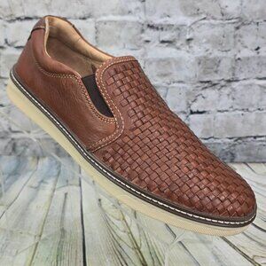 Johnston & Murphy McGuffey Woven Leather Loafers Men’s 9.5 M Brown Slip-On Shoes
